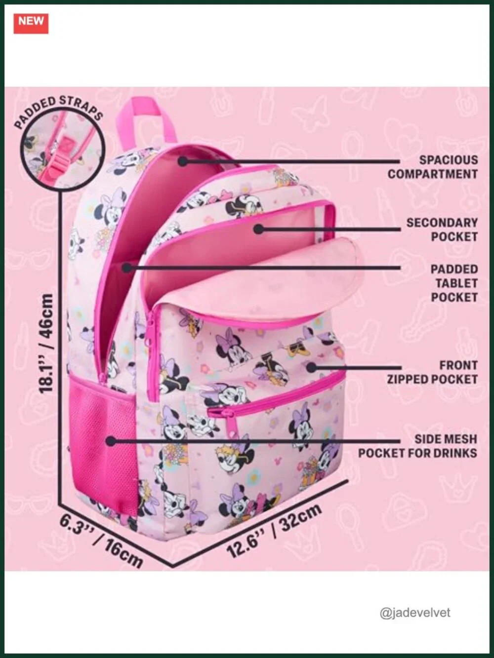 Kids Character Backpack with Padded Straps, Durable 18 Inch School Bag for Girls